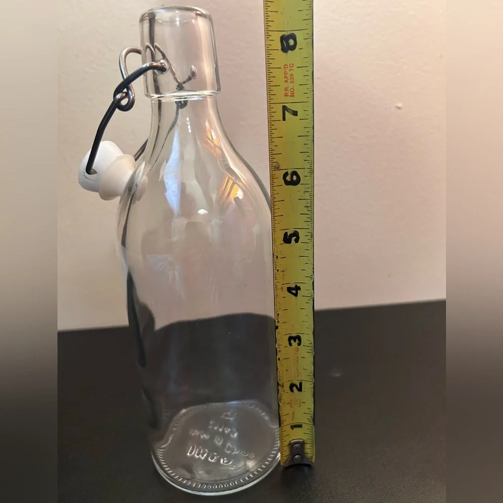 Ikea Korken Bottle Decanter Clear Glass Swing Lock Lid Metal & Silicone